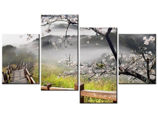 Obraz Kwitnąca wiśnia, 4 elementy, 120x70 cm Oobrazy