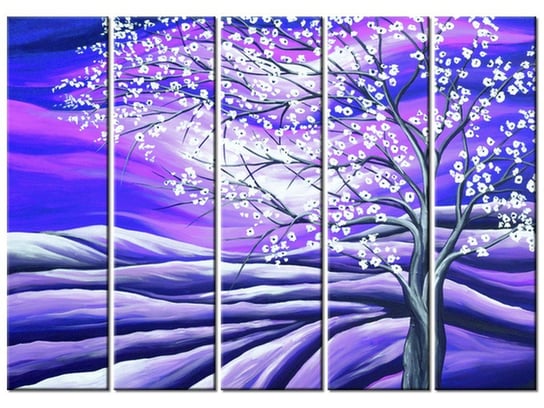 Obraz Kwitnące drzewo nocą, 5 elementów, 225x160 cm Oobrazy