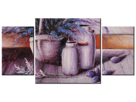 Obraz Lawendowa martwa natura, 3 elementy, 80x40 cm Oobrazy