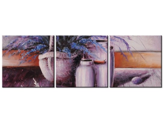 Obraz Lawendowa martwa natura, 3 elementy, 90x30 cm Oobrazy