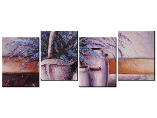 Obraz Lawendowa martwa natura, 4 elementy, 120x45 cm Oobrazy