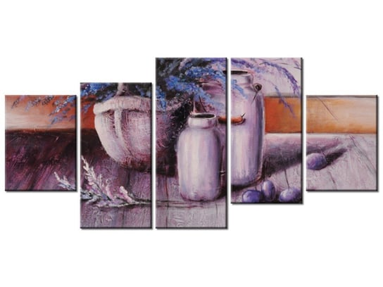 Obraz Lawendowa martwa natura, 5 elementów, 150x70 cm Oobrazy