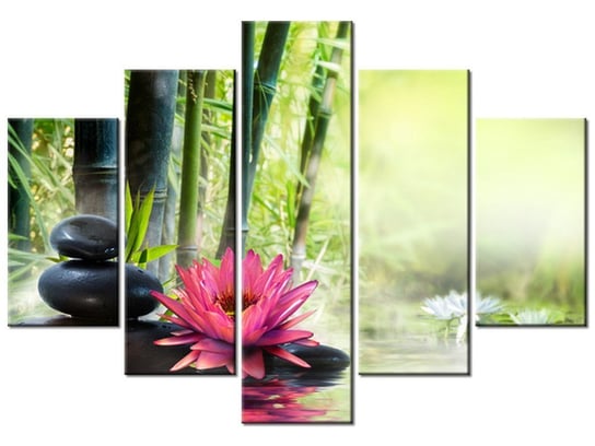 Obraz, Lilie i bambusy, 5 elementów, 150x105 cm Oobrazy