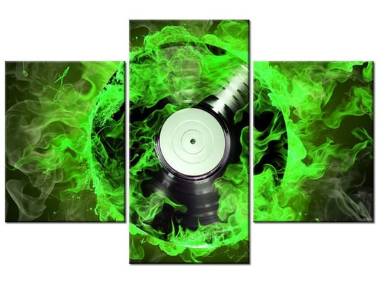 Obraz Limonkowa płyta vinylowa, 3 elementy, 90x60 cm Oobrazy