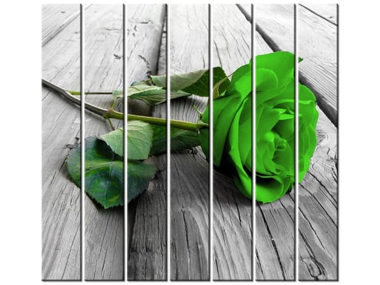 Obraz Limonkowa róża na deskach, 7 elementów, 210x195 cm Oobrazy