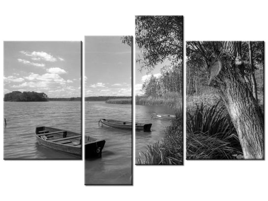 Obraz Łódki na jeziorze, 4 elementy, 130x85 cm Oobrazy