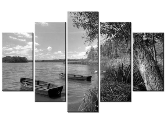 Obraz Łódki na jeziorze, 5 elementów, 100x63 cm Oobrazy