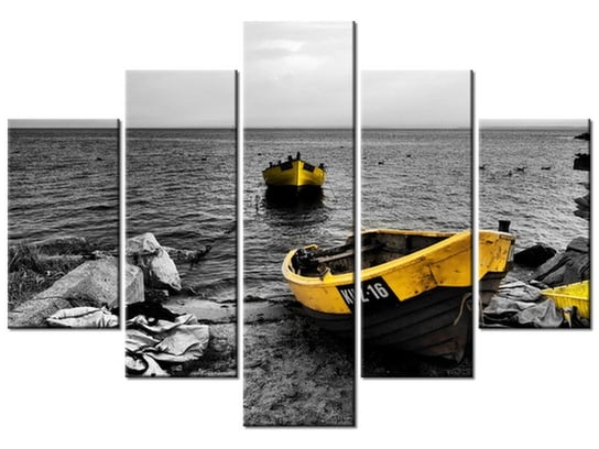 Obraz, Łodzie rybackie, 5 elementów, 150x105 cm Oobrazy