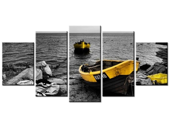 Obraz Łodzie rybackie, 5 elementów, 150x70 cm Oobrazy