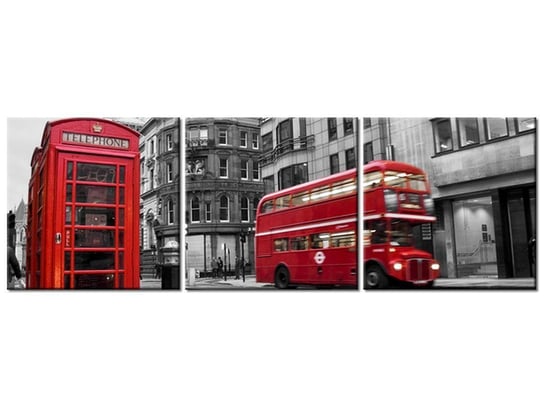 Obraz, Londyn Budka Telefon UK, 3 elementy, 150x50 cm Oobrazy