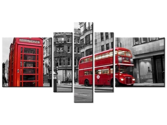 Obraz Londyn Budka Telefon UK, 5 elementów, 160x80 cm Oobrazy