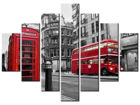 Obraz Londyn Budka Telefon UK, 7 elementów, 210x150 cm Oobrazy