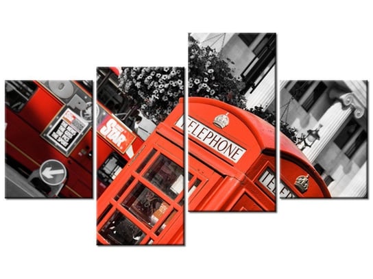 Obraz Londyn Czerwona budka telefoniczna, 4 elementy, 120x70 cm Oobrazy