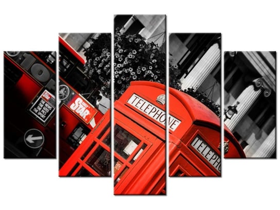Obraz Londyńska budka telefoniczna, 5 elementów, 150x100 cm Oobrazy