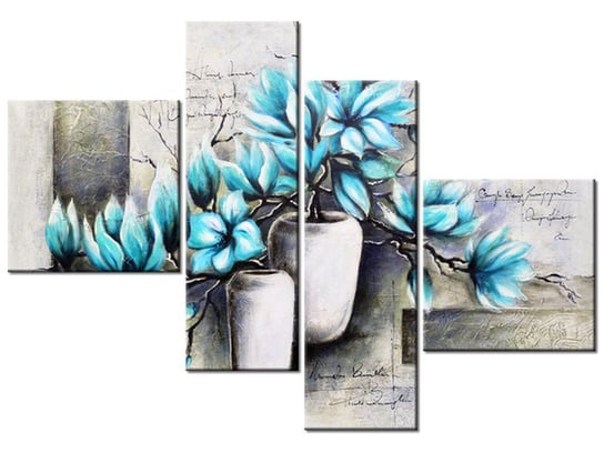 Obraz Magnolie w niebieskich kolorach, 4 elementy, 100x70 cm Oobrazy