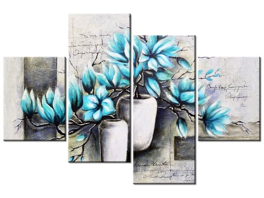 Obraz Magnolie w niebieskich kolorach, 4 elementy, 120x80 cm Oobrazy