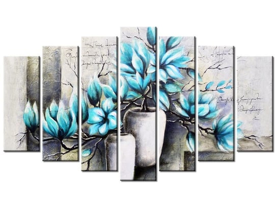 Obraz Magnolie w niebieskich kolorach, 7 elementów, 140x80 cm Oobrazy