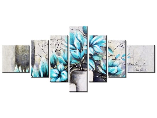 Obraz Magnolie w niebieskich kolorach, 7 elementów, 160x70 cm Oobrazy