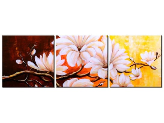 Obraz Magnolie w pełni, 3 elementy, 150x50 cm Oobrazy