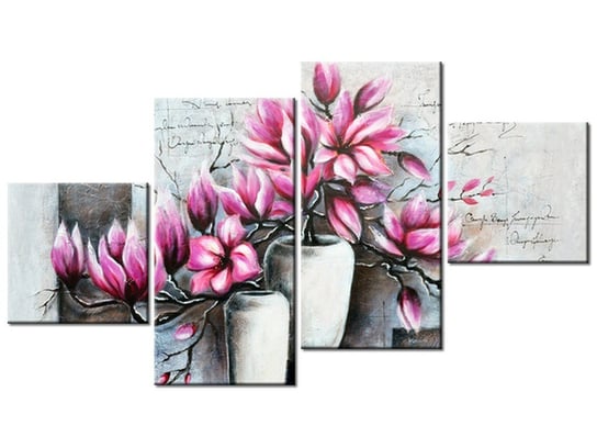 Obraz Magnolie w wazonach, 4 elementy, 160x90 cm Oobrazy