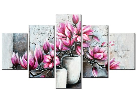 Obraz Magnolie w wazonach, 5 elementów, 125x70 cm Oobrazy