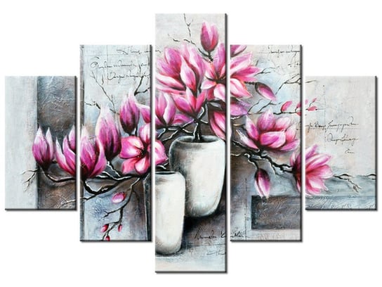 Obraz, Magnolie w wazonach, 5 elementów, 150x105 cm Oobrazy
