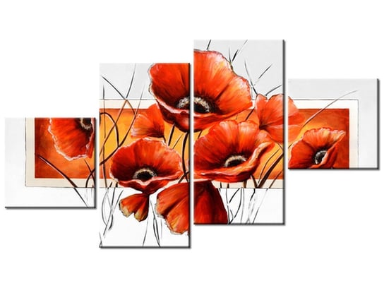 Obraz Maki na białym, 4 elementy, 160x90 cm Oobrazy