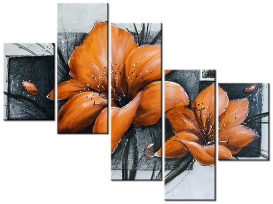 Obraz, Makowy duet - pomarańczowy, 5 elementów, 100x75 cm Oobrazy