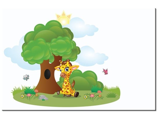 Obraz Mała żyrafa na łące, 60x40 cm Oobrazy