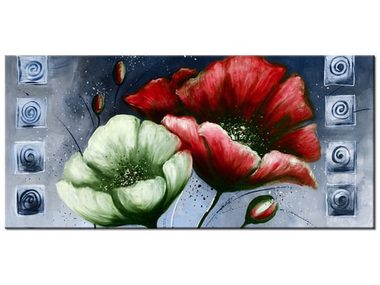 Obraz, Malowane maki w czerwieni i zieleni, 115x55 cm Oobrazy