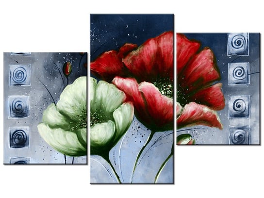 Obraz Malowane maki w czerwieni i zieleni, 3 elementy, 90x60 cm Oobrazy
