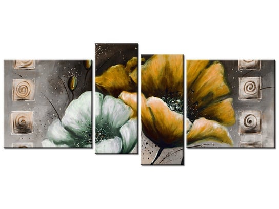 Obraz Malowane maki w zółci, 4 elementy, 120x55 cm Oobrazy