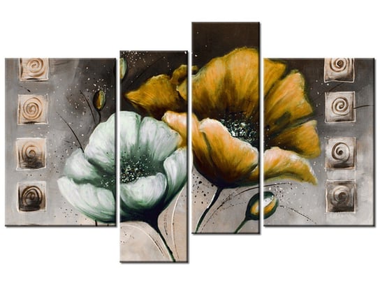 Obraz Malowane maki w zółci, 4 elementy, 130x85 cm Oobrazy