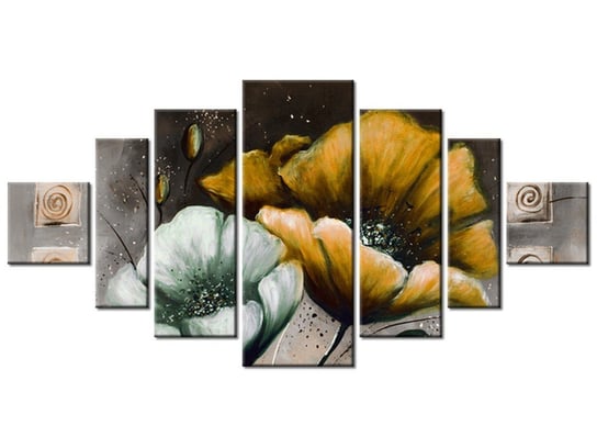 Obraz Malowane maki w zółci, 7 elementów, 200x100 cm Oobrazy