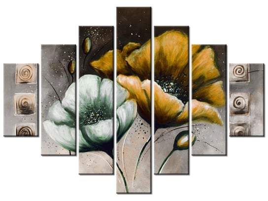 Obraz Malowane maki w zółci, 7 elementów, 210x150 cm Oobrazy