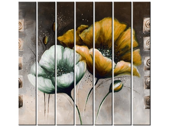 Obraz Malowane maki w zółci, 7 elementów, 210x195 cm Oobrazy