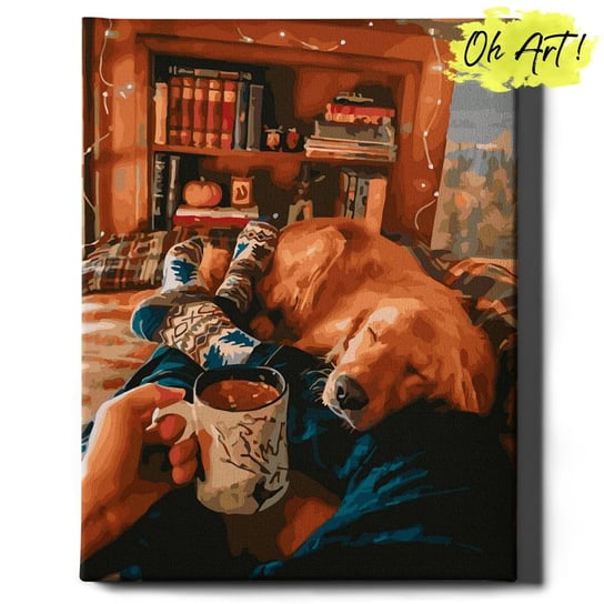 Obraz Malowanie Po Numerach 40X50 cm / Kawa I Pies / Oh Art Oh Art!