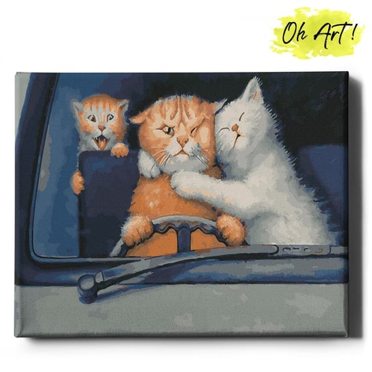 Obraz Malowanie Po Numerach 40X50 cm / Kot W Samochodzie / Oh Art! Oh Art!