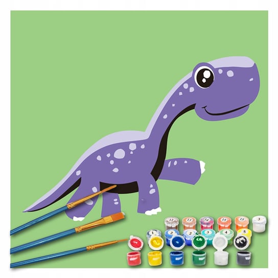 Obraz malowanie po numerach dla dzieci 4-14 lat 20x20cm z ramą dinozaur KREOleo