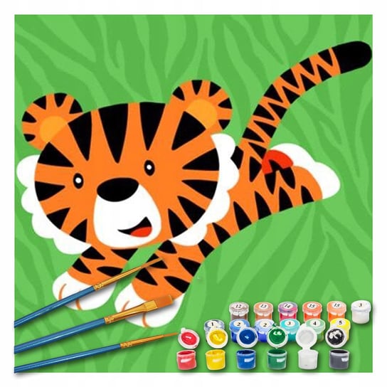 Obraz malowanie po numerach dla dzieci 4-14 lat 20x20cm z ramą tygryś KREOleo