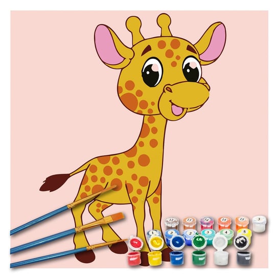 Obraz malowanie po numerach dla dzieci 4-14 lat 20x20cm z ramą żyrafa KREOleo