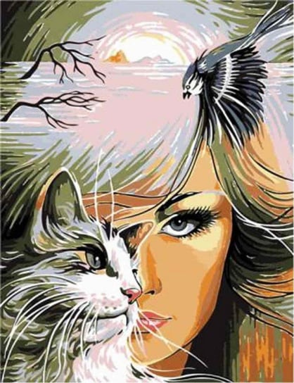 Obraz Malowanie po numerach, Kobieta z kotem Norimpex
