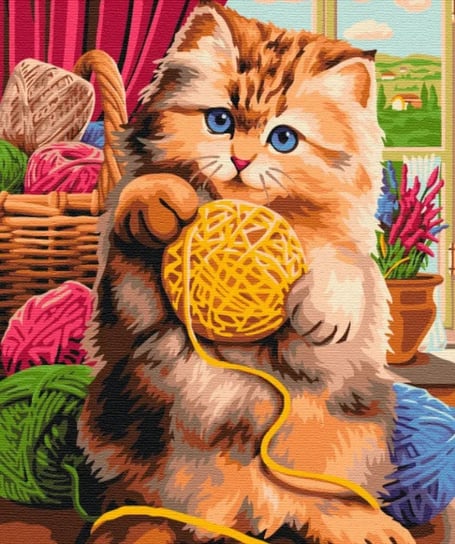 Obraz Malowanie po numerach, Kot z włóczką Symag