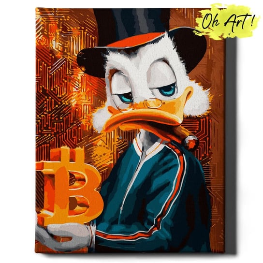Obraz Malowanie po numerach NA RAMIE, 40x50, Bitcoin Mr Duck'a | Oh Art! Oh Art!