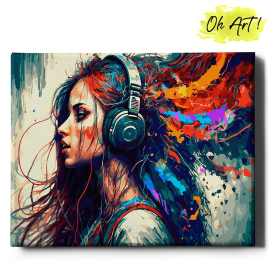 Obraz Malowanie po numerach NA RAMIE, 40x50 cm | Dziewczyna w słuchawkach | Oh Art! Oh Art!