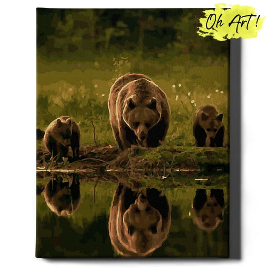 Obraz Malowanie po numerach NA RAMIE, 40x50 cm | Rodzina niedźwiedzi | Oh Art! Oh Art!