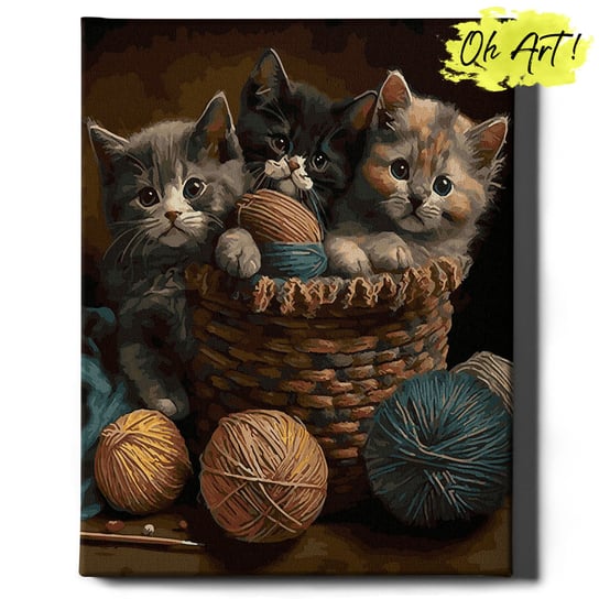 Obraz Malowanie po numerach NA RAMIE, 40x50 cm | Trzy kocięta  | Oh Art! Oh Art!