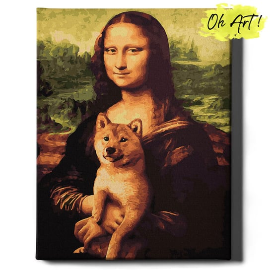 Obraz Malowanie po numerach NA RAMIE, 40x50, Mona Lisa i szczeniak | Oh Art! Oh Art!