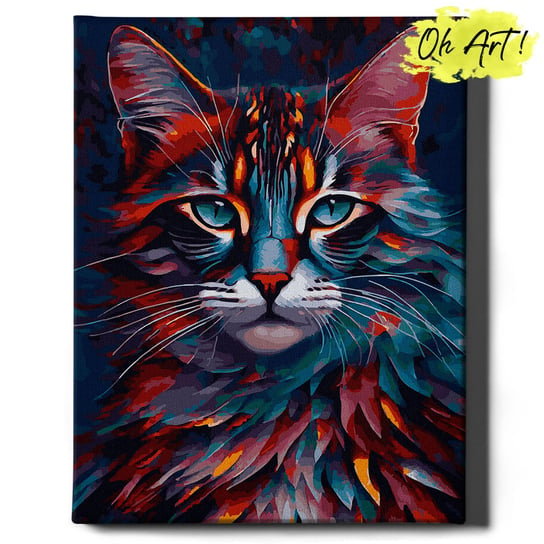Obraz Malowanie po numerach NA RAMIE, 40x50, Różnokolorowy kot | Oh Art! Oh Art!
