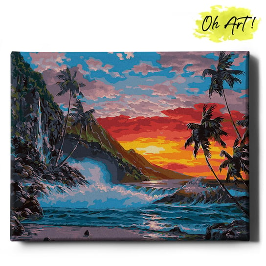 Obraz Malowanie po numerach NA RAMIE, 40x50, Zachód słońca na nabrzeżu  | Oh Art! Oh Art!